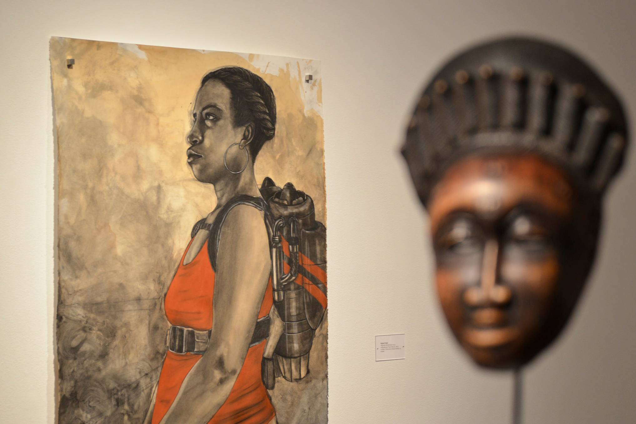 An exhibit of work from African American artists and their connection to African Art opened Feb. 9 during a reception and artist lecture as part of the Black History Month activities at San Diego Mesa College.