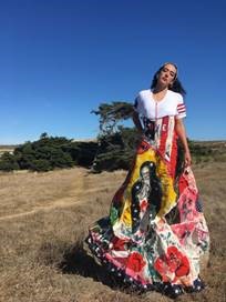 Maria de los Angeles in her artwork