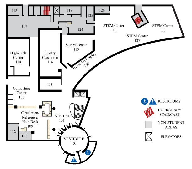 LRC 1st Floor Map_Spring 2025_05-14-25 1st Floor Plan of the Mesa College Library