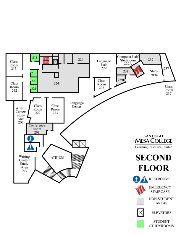LRC 2nd Floor Map_Spring 2026 Mesa College Library 2nd Floor Plan