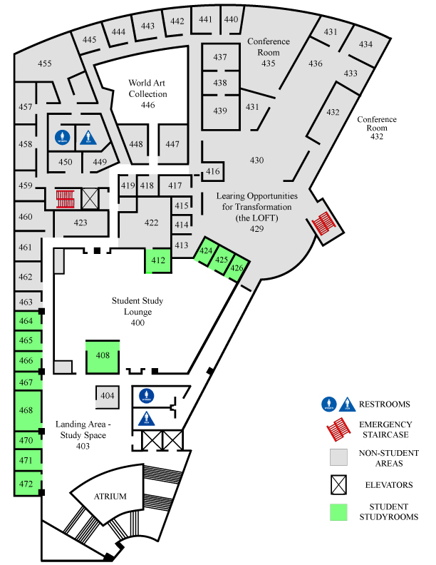 LRC 4th Floor Map_Spring 2026 Mesa College Library 4th Floor